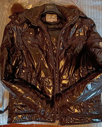 Giaccone Moncler originale marrone lucido