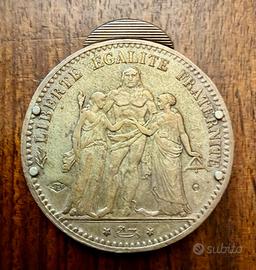 tagliasigari in argento dentro moneta da 5 franchi