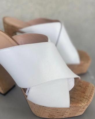 Sergio Rossi sabot donna pelle bianca n.38