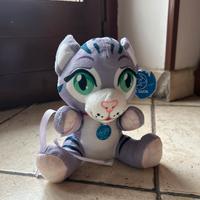 Pupazzo tigre lilla con occhi verdi – dolcissimo!