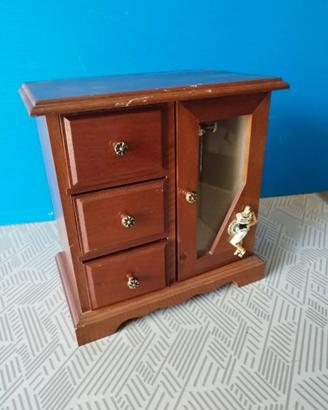 Portagioie vintage in legno con carion