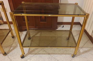 tavolino carrello vetro e metallo 