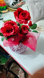 rose finte in vaso