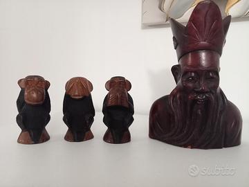 SCULTURE ORIENTALI  in legno intagliato 
