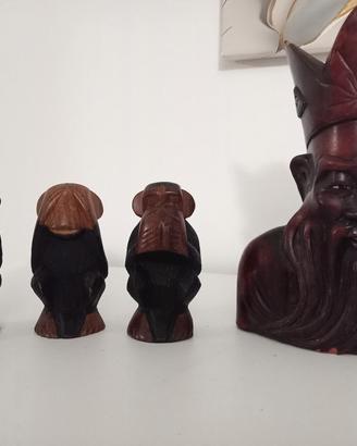 SCULTURE ORIENTALI  in legno intagliato 
