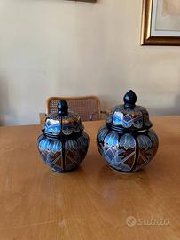 Coppia vasi potiche ceramica vintage italiana