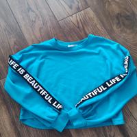 Felpa corta colore turchese.taglia M