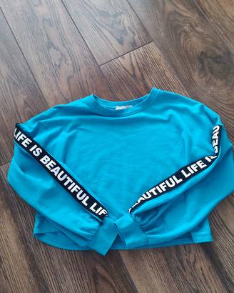 Felpa corta colore turchese.taglia M