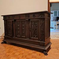 Credenza Antica Neorinascimento Noce Intagliato