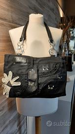 Tote bag Fornarina in denim nero