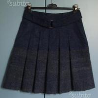Gonna pieghe blu grigia taglia S