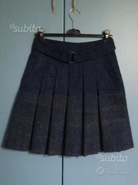 Gonna pieghe blu grigia taglia S