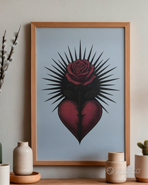 Mystery Stampa grafica rosa con cuore