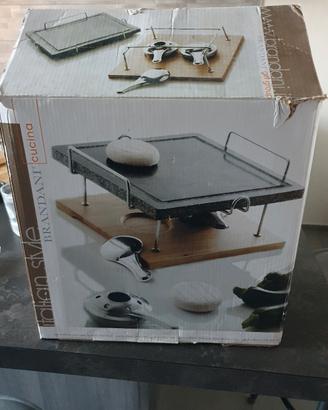  Set pietra ollare da cucina con base in legno