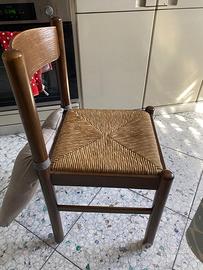 Sedia in legno con seduta in paglia riforzata