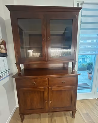 Credenza stile arte povera in legno tinto noce