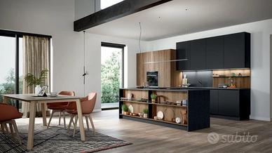 CUCINA LINEARE CON ISOLA CON VANI A GIORNO MODERNA