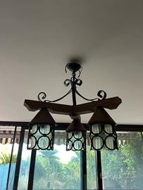 Lampadario ferro battuto