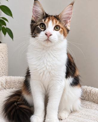 Maine Coon femmina Naïs - tartaruga nera con bianc
