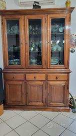 Credenza vetrina in legno massello di castagno
