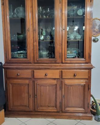 Credenza vetrina in legno massello di castagno