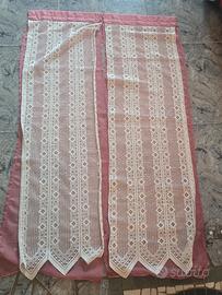 Tende pizzo bianco e rosa 40x142 cm