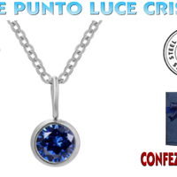 Parure collana orecchini punto luce cristallo blue