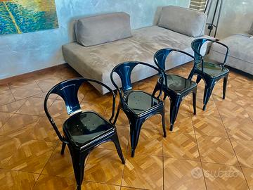 4 sedie industrial metallo poltroncine come nuove