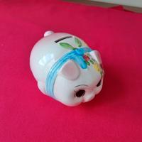 Salvadanaio maialino ceramica smaltata bianco rosa