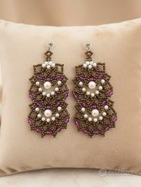 Orecchini Artigianali Perle di fiume Retrò glam