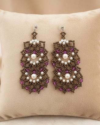 Orecchini Artigianali Perle di fiume Retrò glam