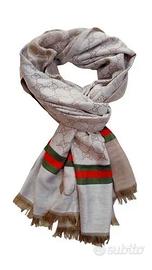 GUCCI Unisex GG Muster Beige Schal Scarf Wool Silk