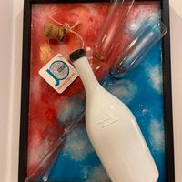 Quadro moderno bottiglia Astoria con flute anni 60