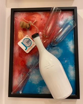 Quadro moderno bottiglia Astoria con flute anni 60