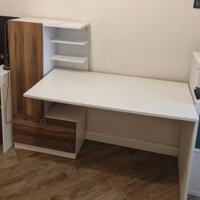 Scrivania con libreria integrata Bianco/Noce