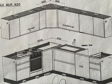 Cucina componibile angolare bianco laccato lucido