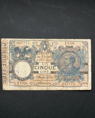 RARA BANCONOTA DA 5 LIRE 1911 RARA2