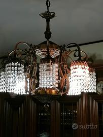 lampadario ottone e cristallo stile impero