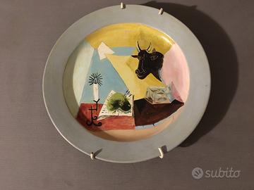 Piatto dipinto a mano anni '50