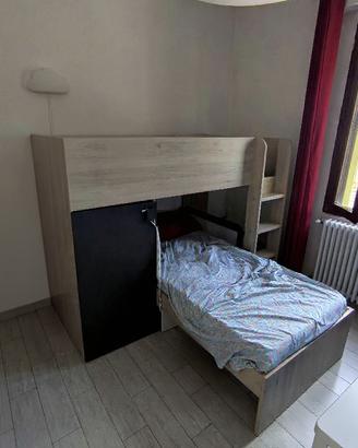 Letto doppio castello 255x112 cm in legno naturale