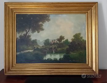 Dipinto originale Toni Bordignon - paesaggio 1967