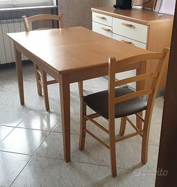 Set da pranzo tavolo 120x80+40 e due sedie