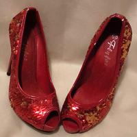 Scarpe rosse con paillettes tacco 12cm