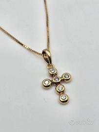 CIONDOLO CROCE ORO DIAMANTI