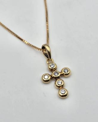 CIONDOLO CROCE ORO DIAMANTI