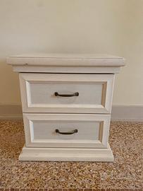 Comodino vintage in legno massello - 2 cassetti