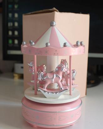 Carillon bebè, ninna nanna giostra cavallini rosa