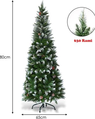 albero natale slim 180 cm innevato