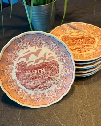 Set 8 piattini vintage decorati Made in Italy