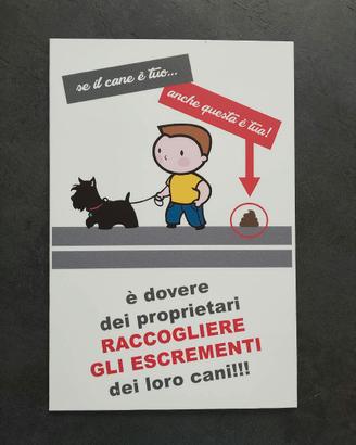 Cartello obbligo raccolta escrementi